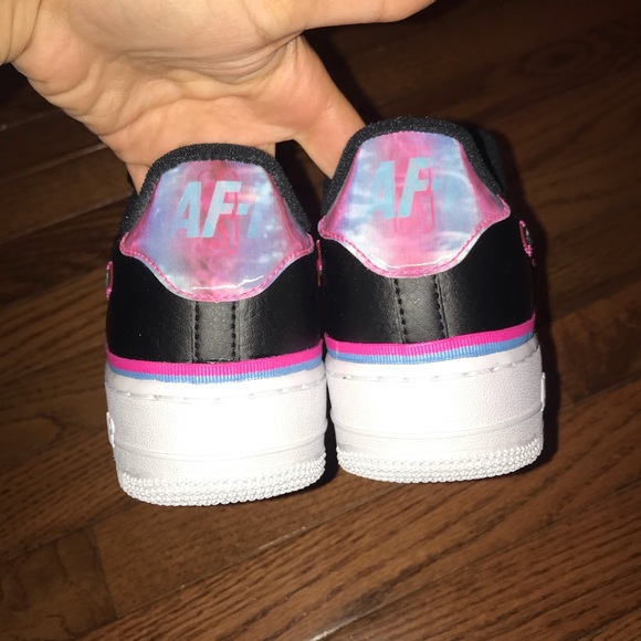 New Size 8 Nike Air Force Ones Black Neon - Picture 4 of 6